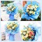 waterproof floral wrapping paper for bouquets,DIY Florist Supplies Packaging Paper with satin ribbon for Wedding,Birthday,Valentine's Day(Blue